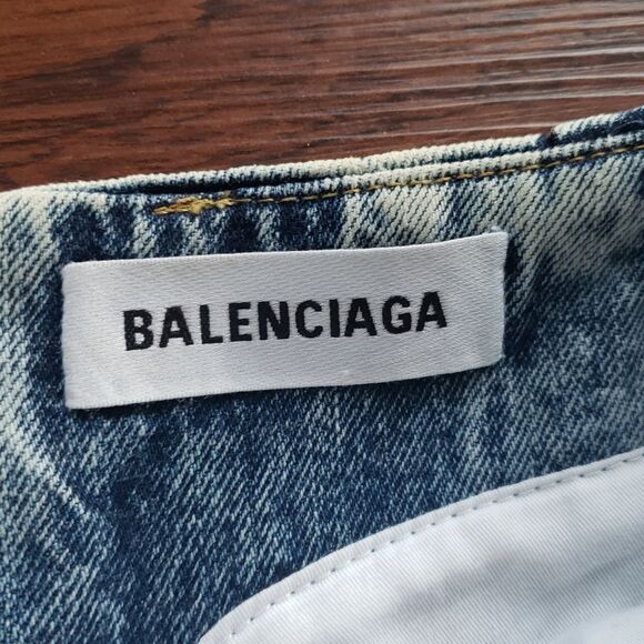 Balenciaga Blue Edgy Feminine Old Money Quiet Lux Godet Acid Wash Skirt Size 40 - Picture 3 of 10